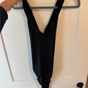 Black Ribbed Bodysuit